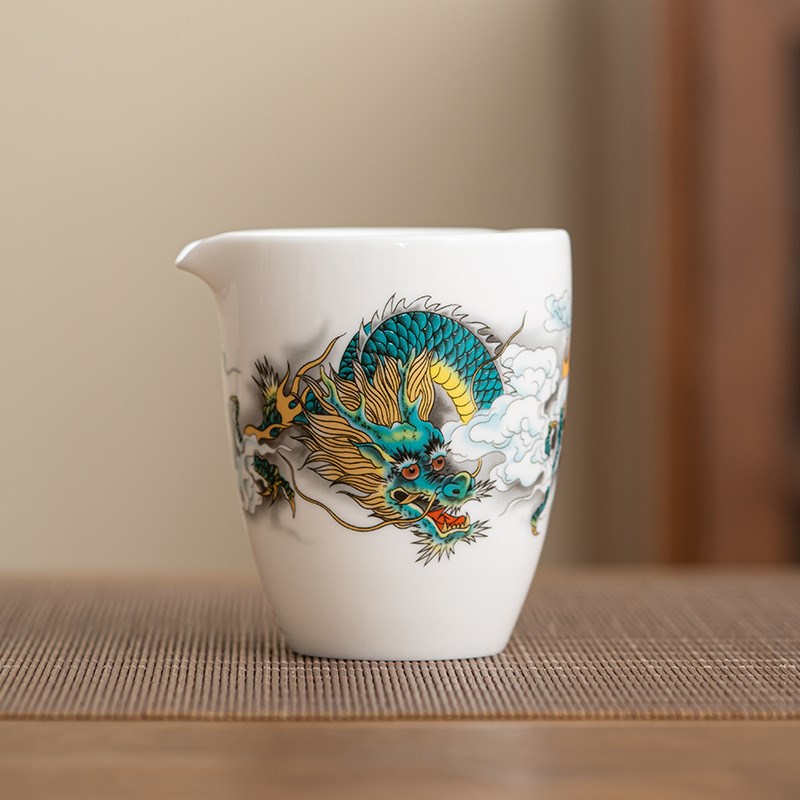 速发德化羊脂玉白瓷茶腾四海公道杯陶瓷茶海分龙器功夫茶具匀杯分