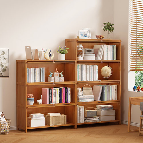 速发书架落地储物架收童家用多层书柜置物柜客厅一体靠墙简易儿纳