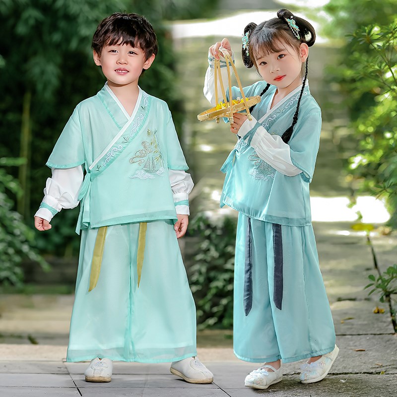 速发复古装诵幼儿园表演服活动演出服汉服中国风朗唐开学礼服