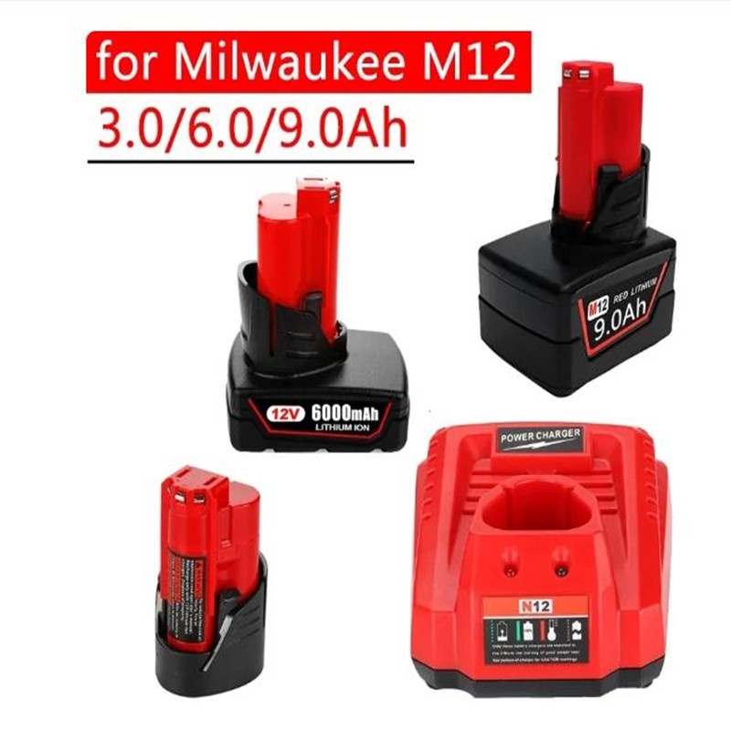 替代Milwaukee M12 12V锂电池9.0Ah米沃奇电动工具电池手电钻配件