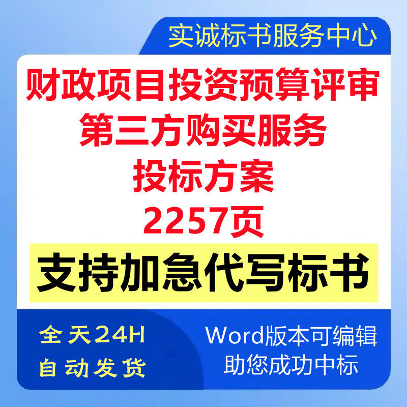 财政投资预算评审第三方服务机构采购遴选技术投标书服务方案制作图片