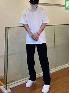 99元6件白色男装夏季长袖纯棉t恤2024新款重磅正肩短袖纯色打底衫