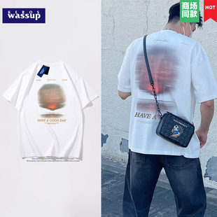 6件 男海边落日纯棉圆领白色体恤打底衫 夏季 潮流重磅短袖 美式 99元