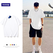 6件夏季 美式 潮牌重磅纯棉黑色圆领短袖 99元 T恤男纯白色内搭打底衫