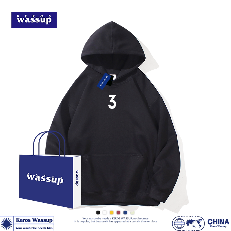 WASSUP美式连帽卫衣男款2023秋季男生潮牌男士外套情侣装外套衣服