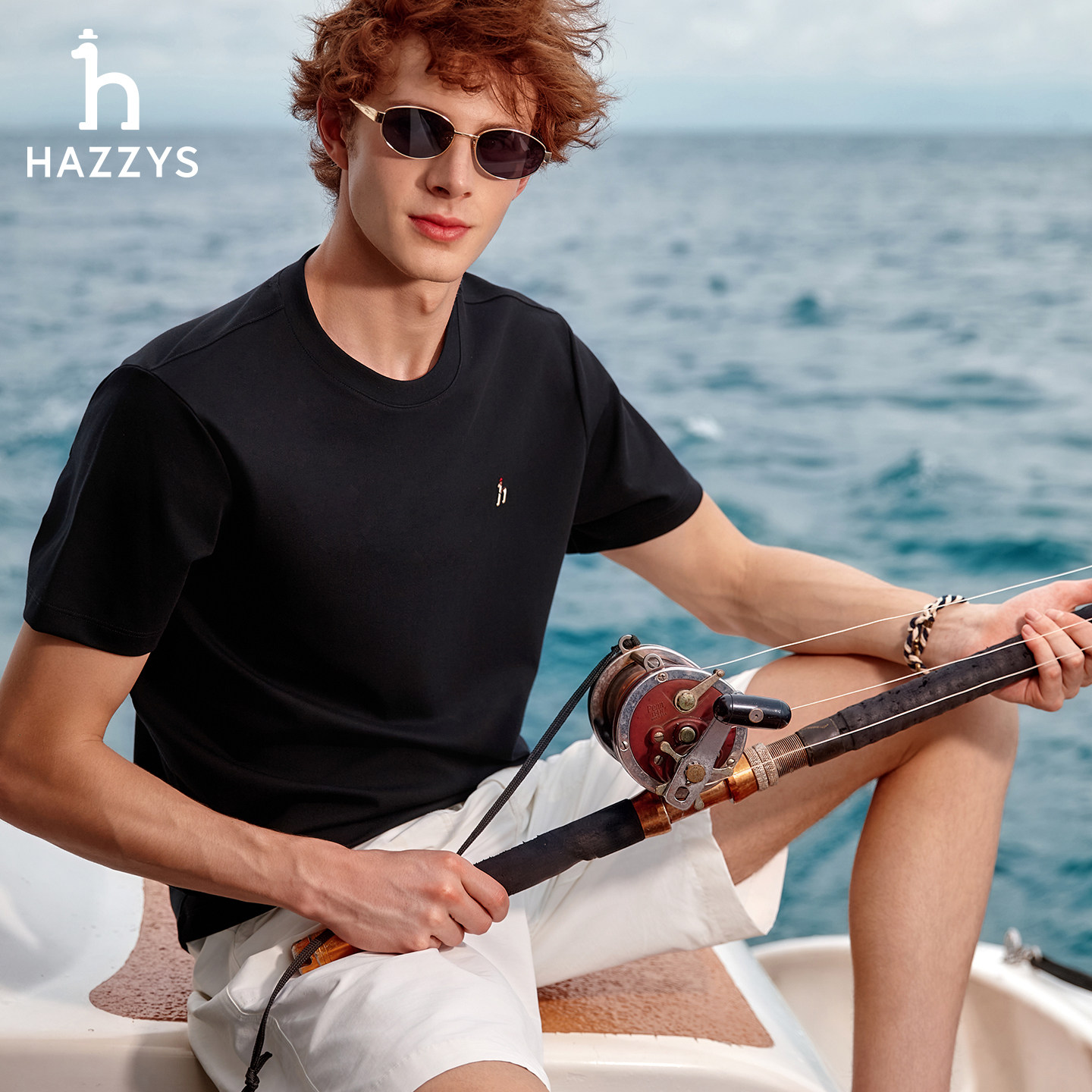 Hazzys哈吉斯夏季正品男装简约纯色圆领休闲运动短袖T恤男士上衣