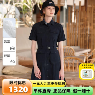 裙 Hazzys哈吉斯工装 连衣裙女2025春夏新款 时尚 纯色通勤舒适衬衫