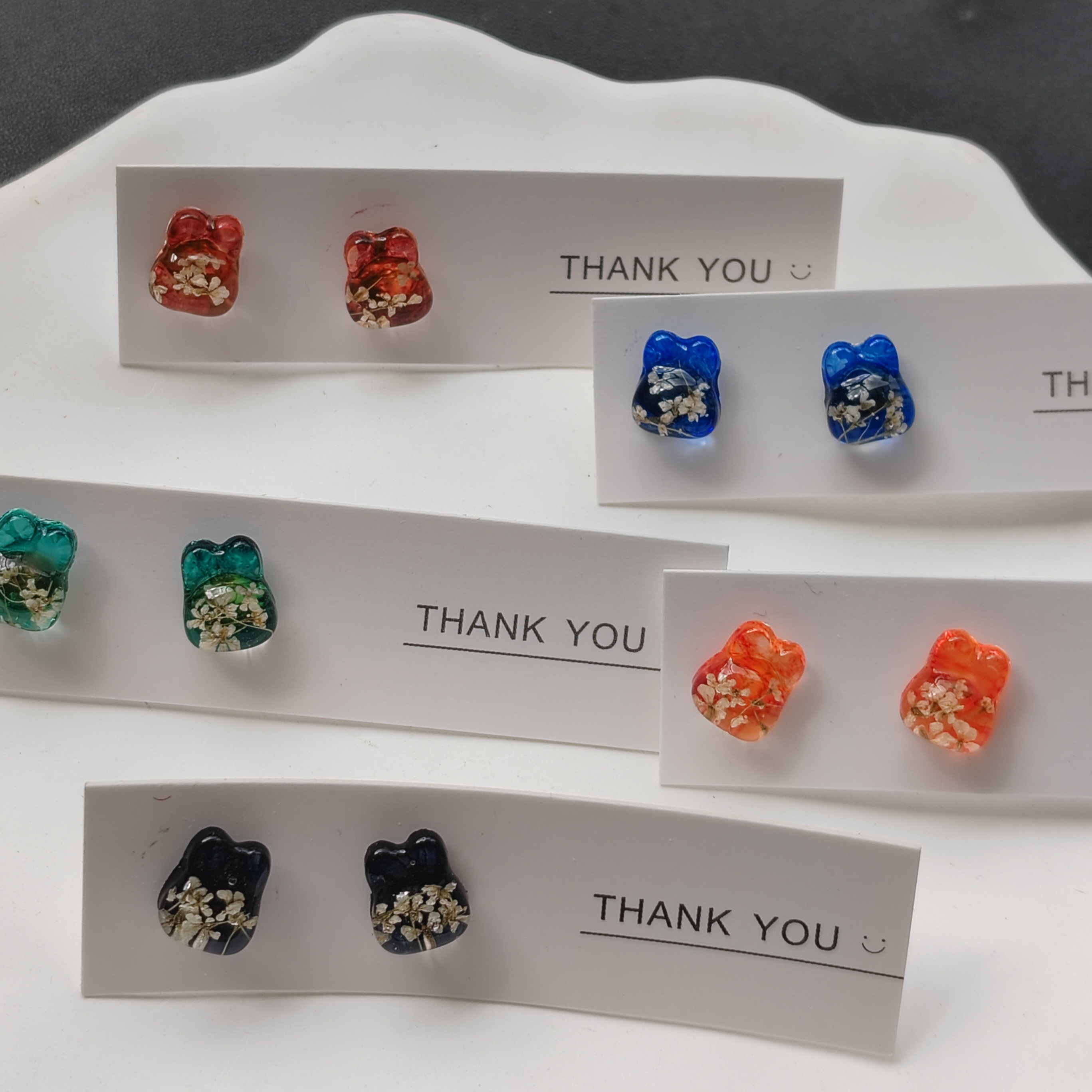 迷你卡通可爱小兔头花花925银耳钉免摘小耳钉不过敏手工饰品