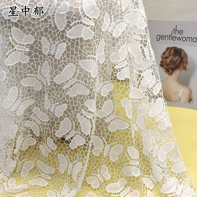 纯棉激光绳绣蝴蝶型刺绣面料
