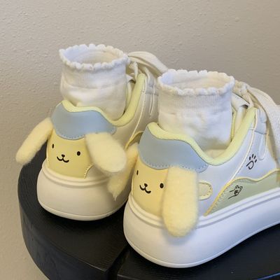 可爱布丁狗板鞋女款2025新款秋季厚底网红面包鞋百搭学生小白鞋子