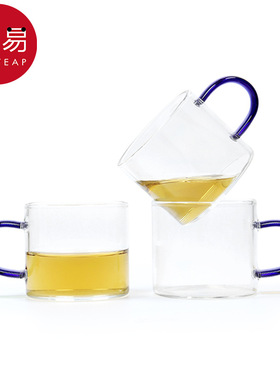 杯子/玻璃/茶/小AI1s751-耐热透明功夫茶杯带把家用加厚品茗杯