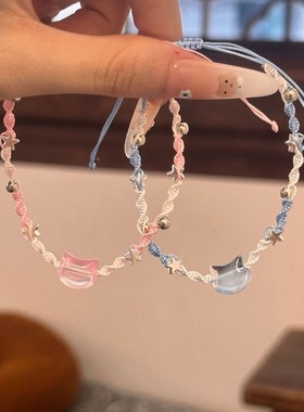 小猫咪ins可爱情侣编织手链女