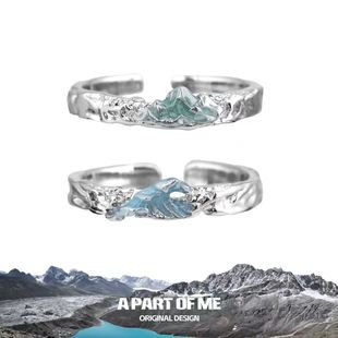 奔赴山海情侣对戒指环痞帅风叠戴高级感中古风食指戒开口可调节