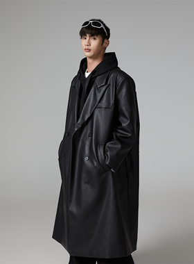 INSOMNIA失眠者 原创垫肩宽松中长款小众设计感高级加厚皮大衣男