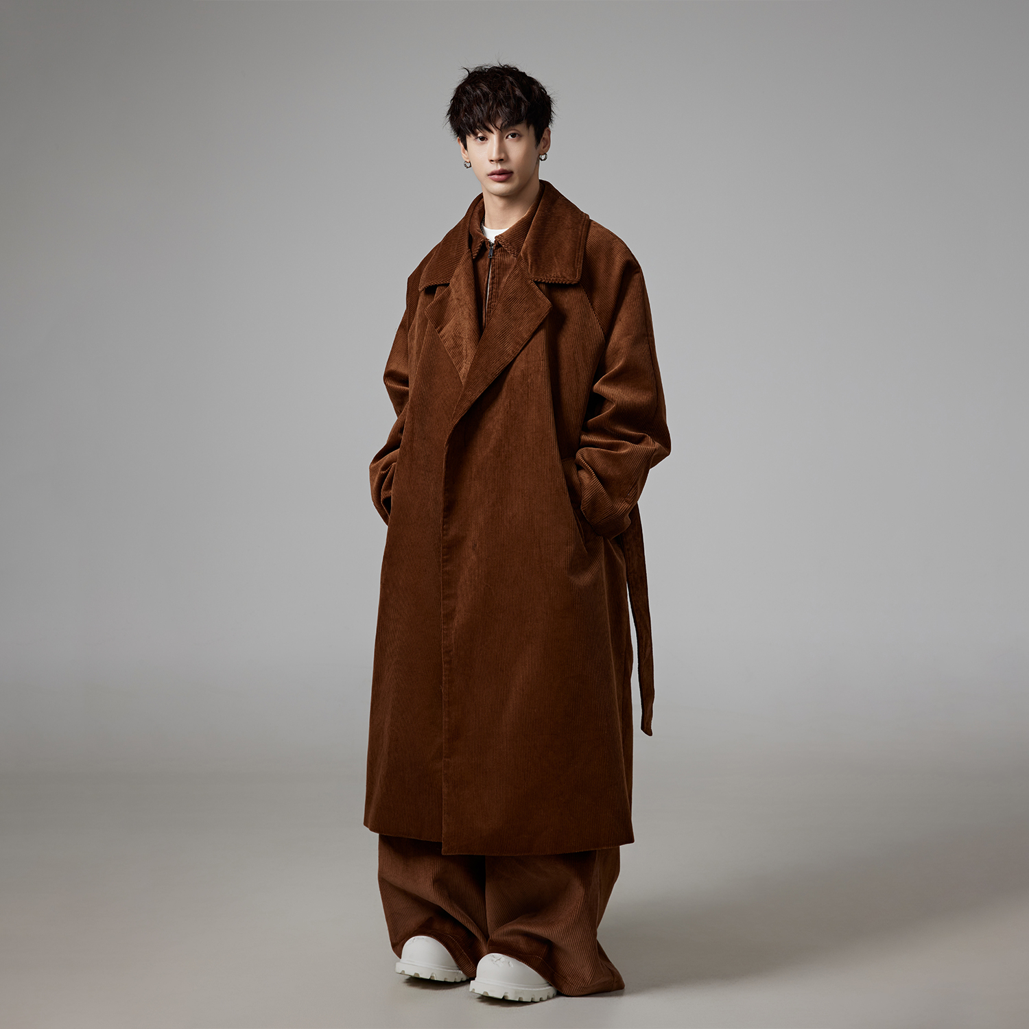 灯芯绒高级感廓形浴袍大衣外套