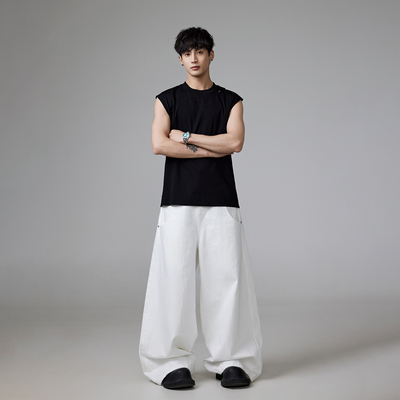 INSOMNIA垂感水洗伐木白色阔腿裤