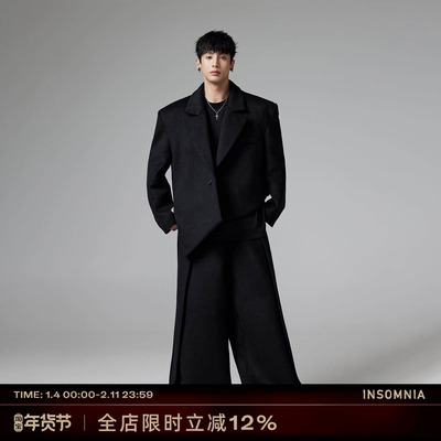 新款羊毛呢宽松休闲西服外套