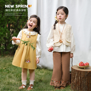 NORNOR童装 女童森系套装2026新款春装穿搭儿童宝宝马甲两件套