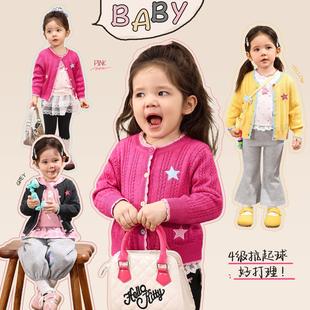 NORNOR童装女婴童毛衣针织开衫秋季薄款2025新款女宝宝小童外套