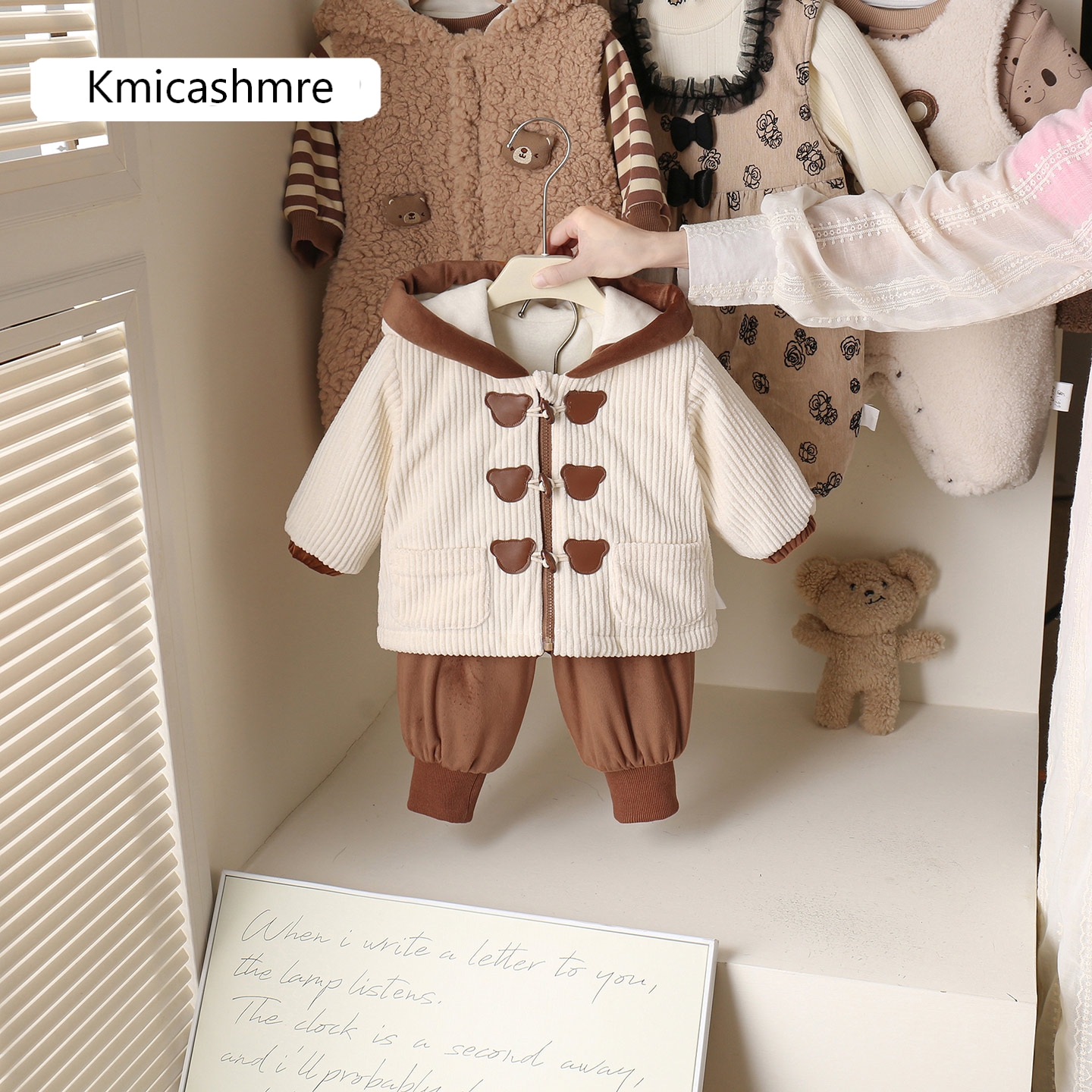 Kmicashmre夹棉加绒棉衣套装