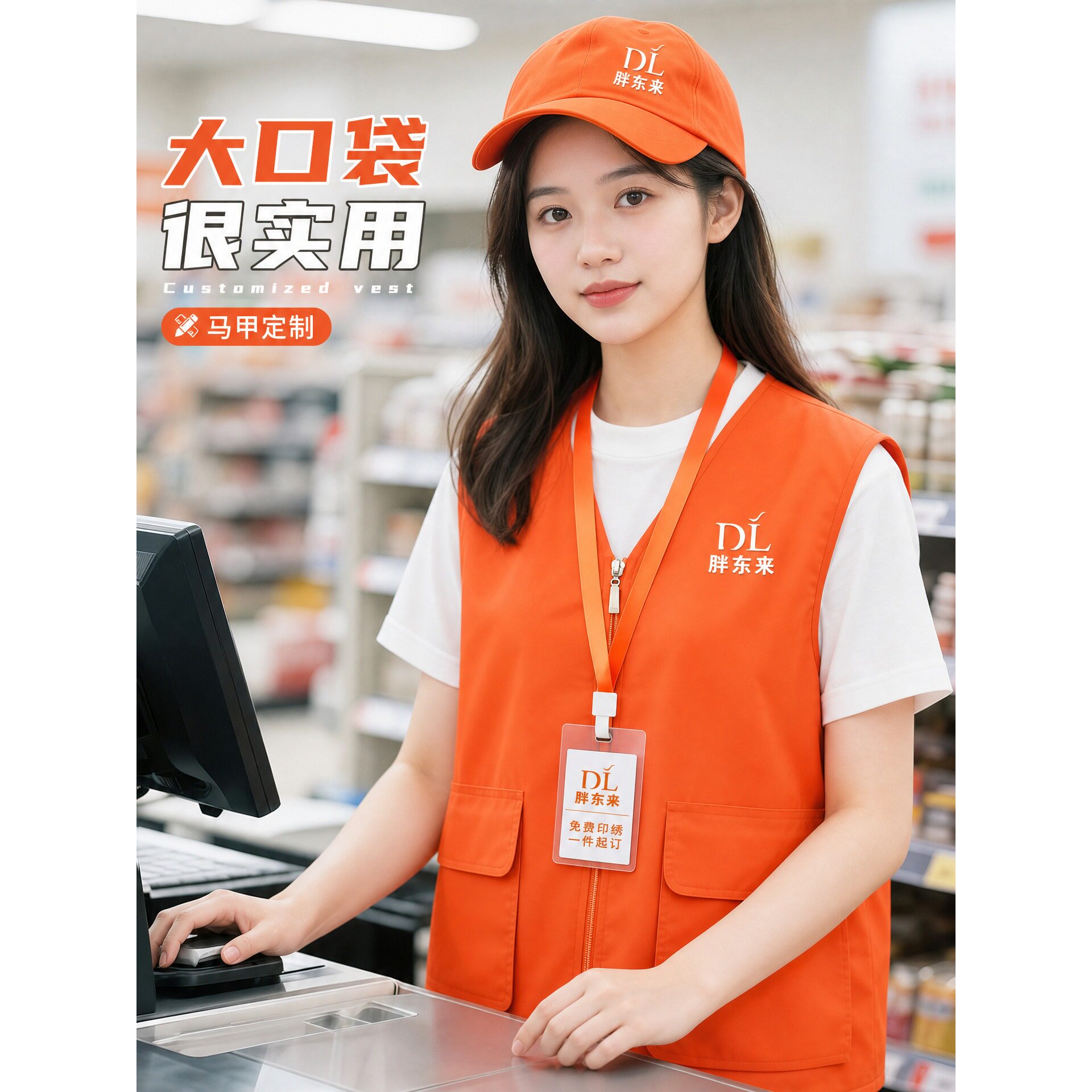 超市工作服马甲定制印log