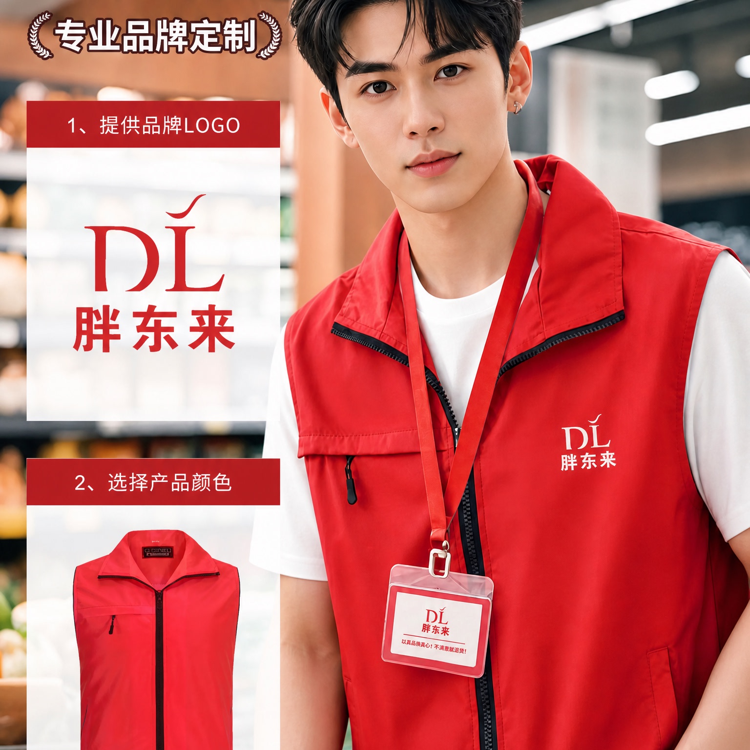超市马甲工作服定制印log