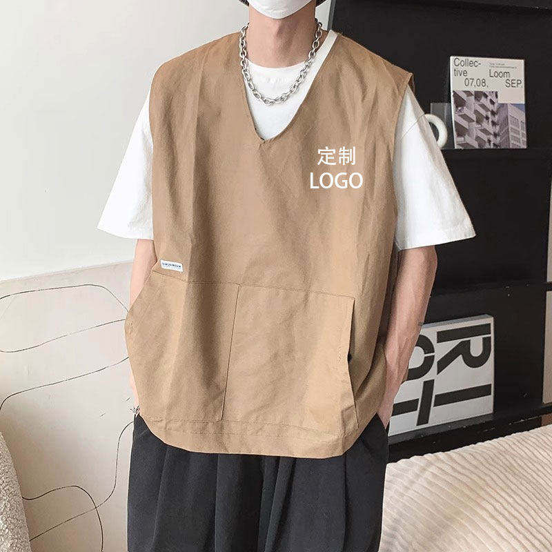 定制logoV领背心马甲男夏