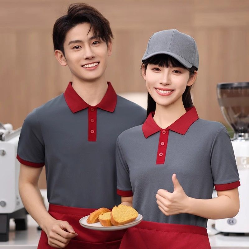 餐饮服务员工作服T恤定制夏季短袖酒店烧烤咖啡奶茶店女半袖工装