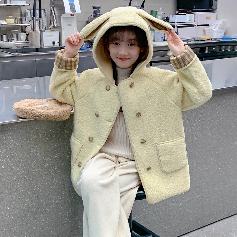 女童羊羔绒外套秋冬装2025新款儿童冬季加厚呢大衣女孩加绒毛毛衣