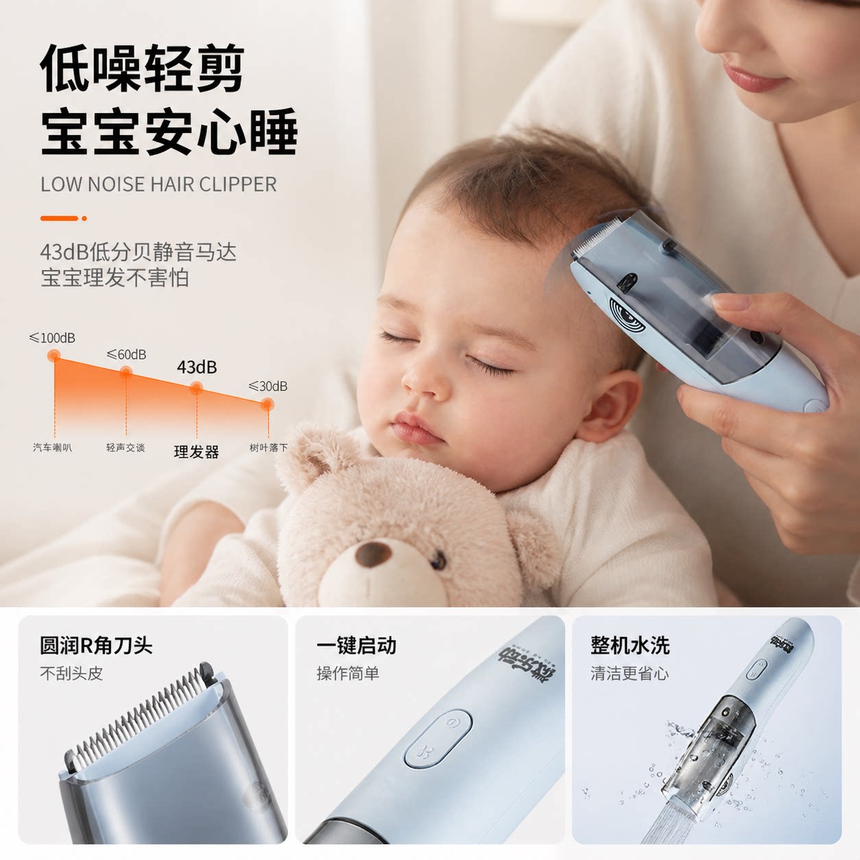 婴儿理发器静音自动吸发新生宝宝剃头发电推子儿童剃发剪胎毛神器