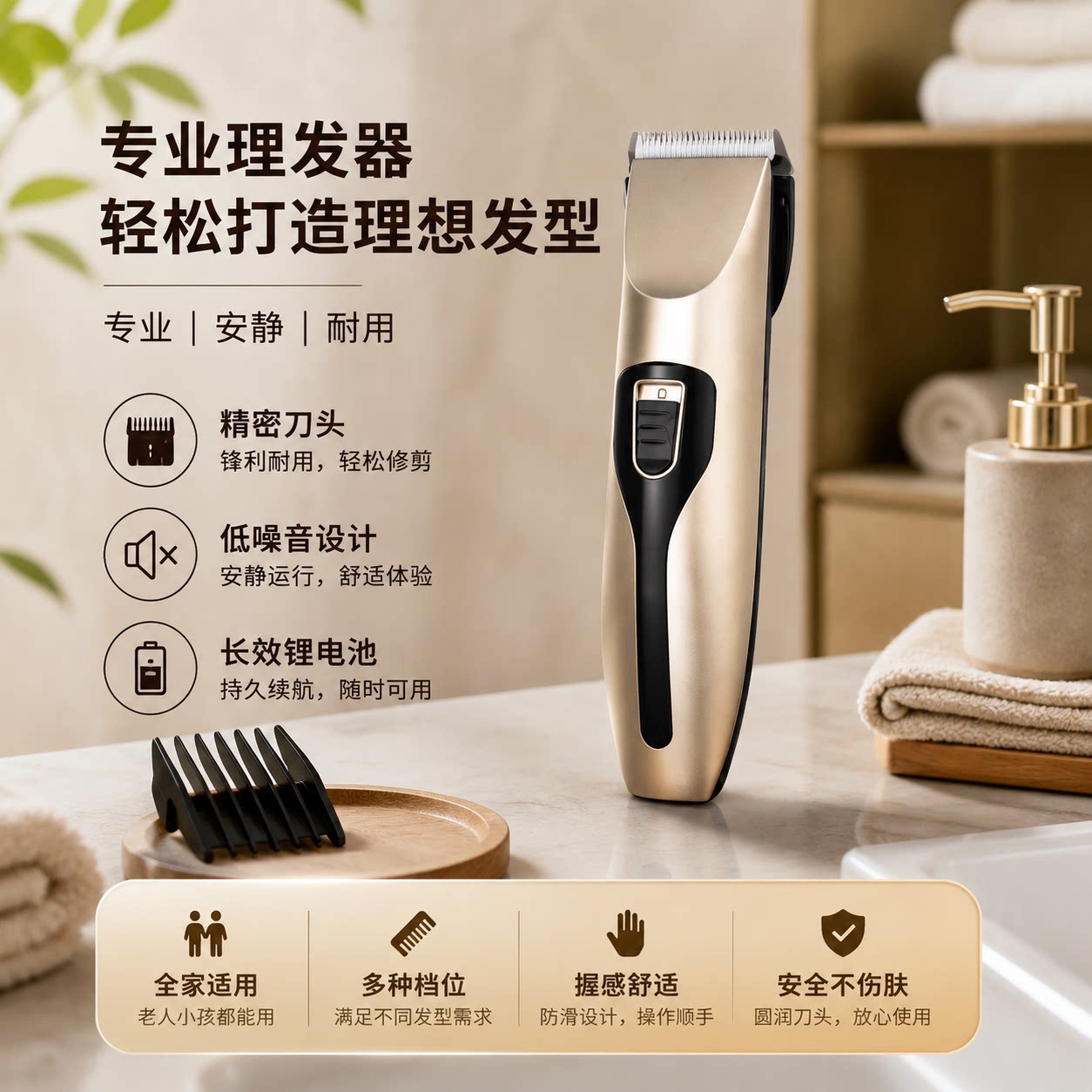 专业理发器家用静音电推剪充电式自己剪头发剃头刀全家人适用