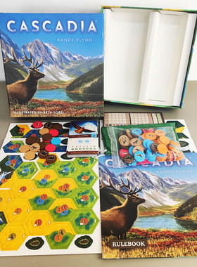 Cascadia桌游卡斯自然之旅卡迪亚含地标扩木质配件英文版卡牌