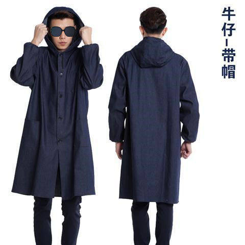 带帽 棉 牛仔大褂工作服男长款耐脏防尘搬运服耐磨劳保服定制印字
