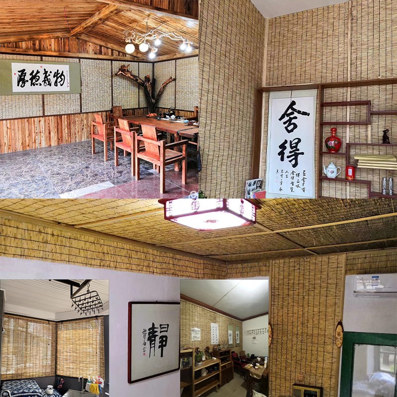 速发芦苇帘竹帘卷帘门帘复古装饰草帘子窗帘悬吊式天花板遮光隔断