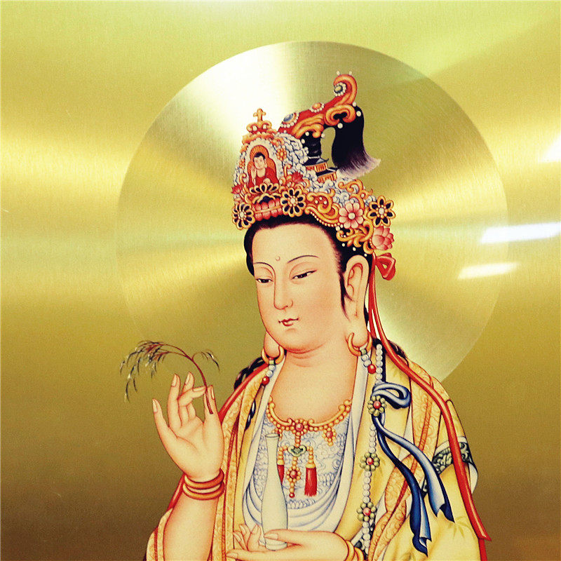 速发宝华纯铜板画西画阿弥陀佛挂画佛方三圣佛像观音佛像铜版画