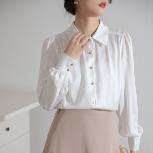 5衬衣 上衣职业设计感小众通勤正装 速发202白年春秋新款 醋酸长袖