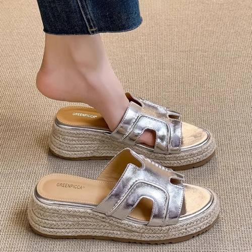 厚底坡跟高跟凉拖鞋女