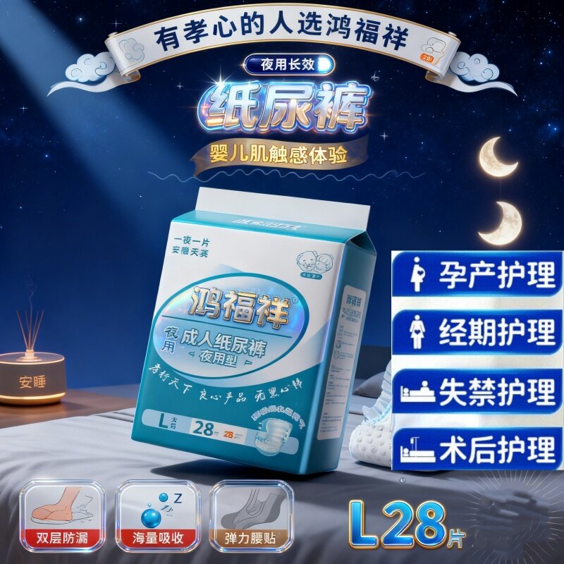 [夜用加厚巨吸]鸿福祥成人纸尿裤加大号男女老人透气干爽强吸收