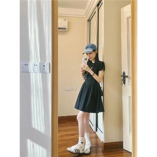 solo爆爆黑色裙子2024新款 短裙 小个子连衣裙女设计感显瘦茶歇法式