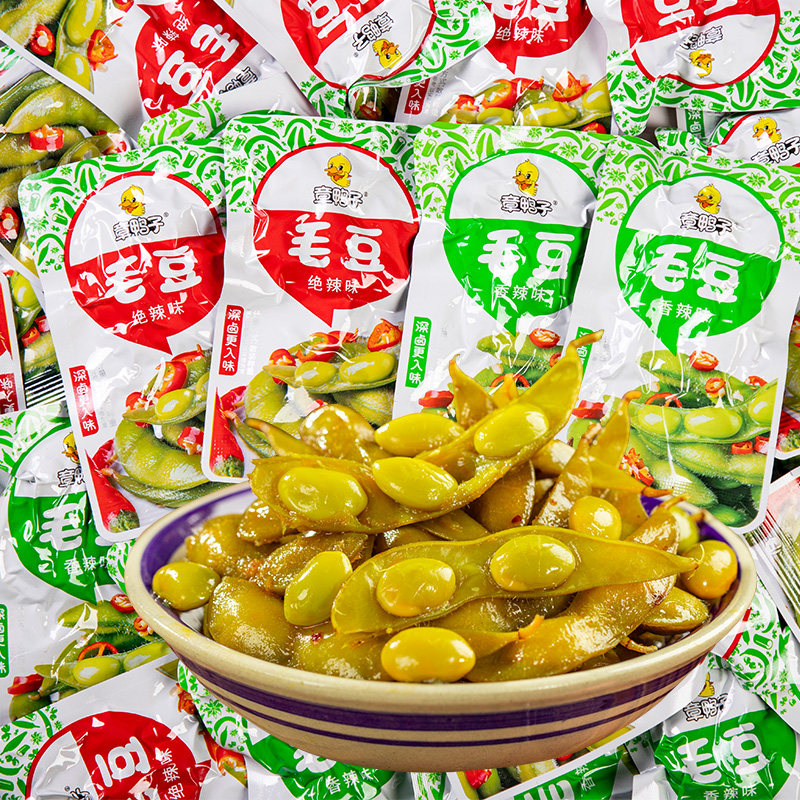 章鸭子毛豆即食湖南休闲卤味办公室小包装零食辣卤下酒商用夜宵图片