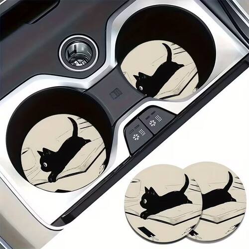 萌趣猫咪油画风可爱硅藻泥汽车