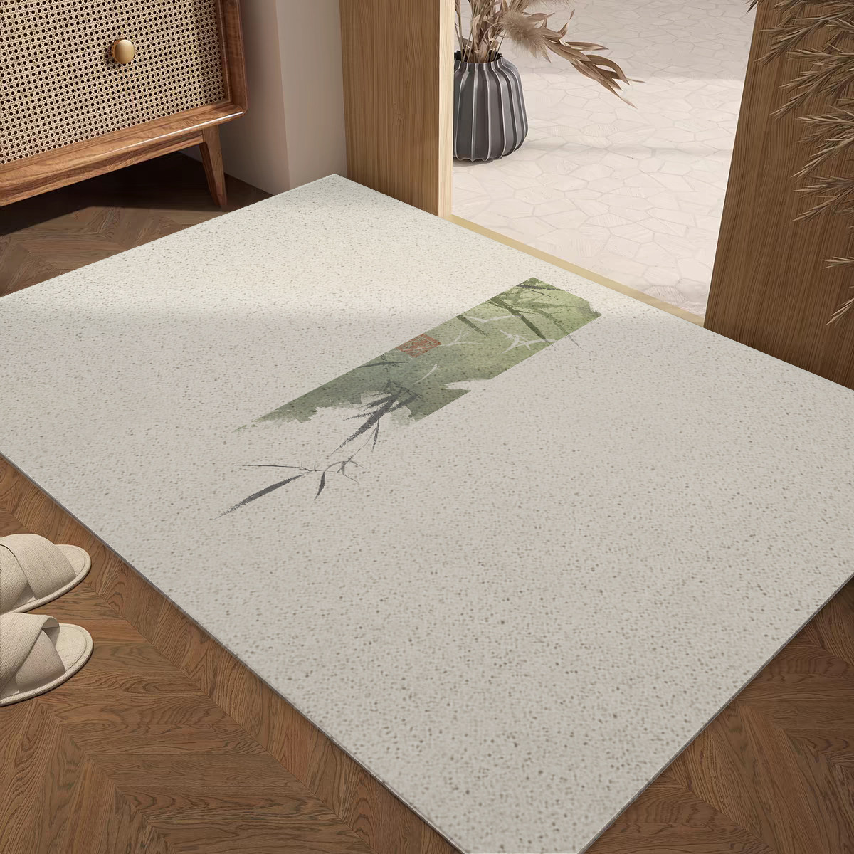 新中式竹子入户门地垫耐磨丝圈地垫入户门垫玄关进门垫耐脏好打理,居家布艺,入户地垫,淘宝优惠券,粉丝福利购,淘宝优惠卷