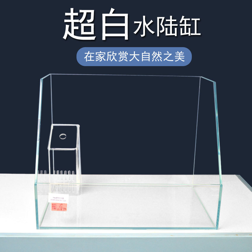 超白水陆鱼缸植物造景缸微景观斜口造景缸金晶玻璃生态水陆套缸