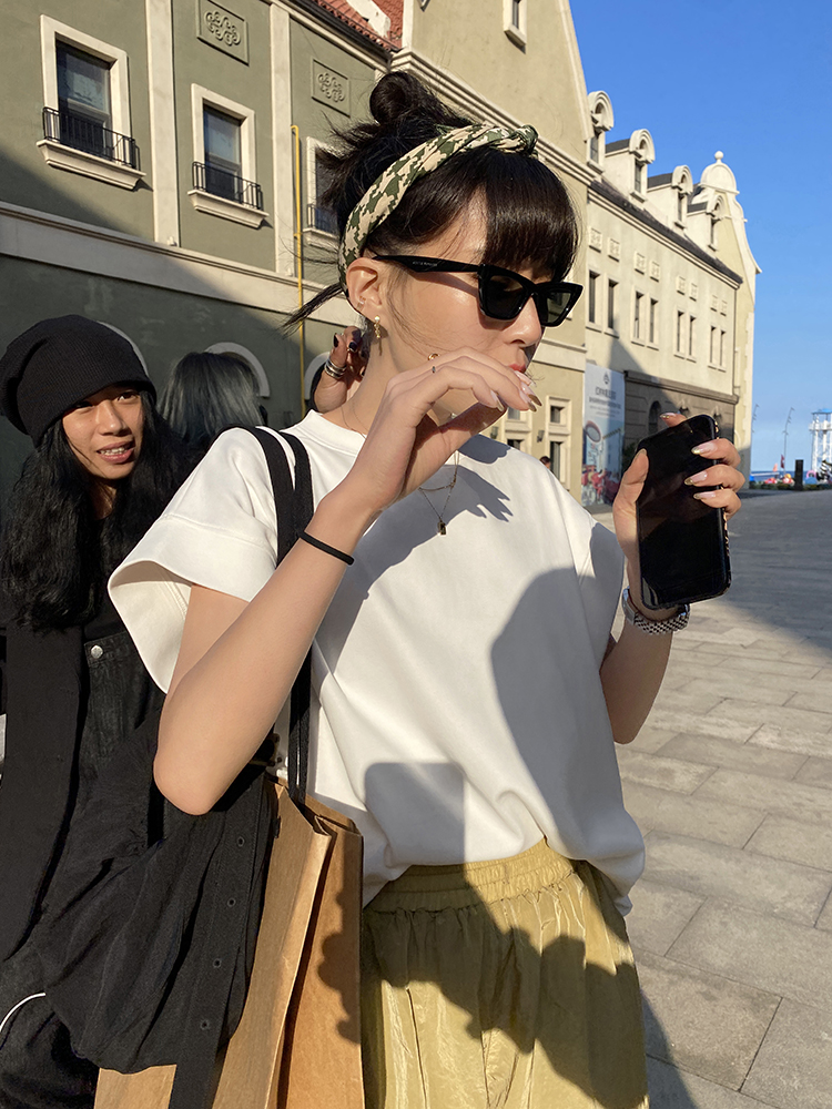 短袖韩版薄款纯色纯棉女