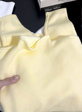 爱不释手了！奶黄色减龄加厚一体绒毛衣秋冬款软糯针织衫打底上衣