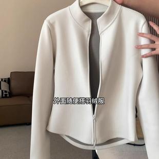 保暖双拉链开衫 短外套女修身 内搭上衣 德绒加厚立领长袖 美晕我了