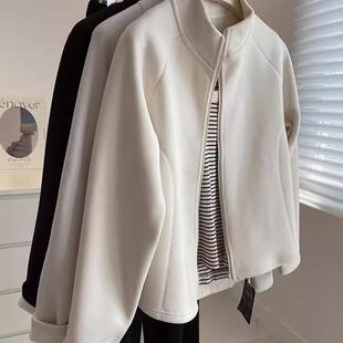 显瘦开衫 卫衣女秋冬内搭修身 外套夹克上衣 拉链短款 简直太好看了