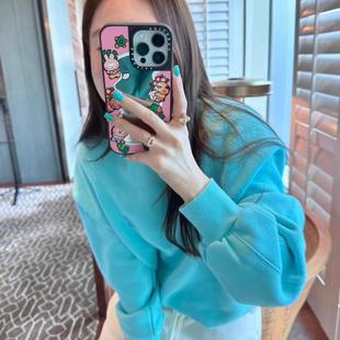 上身很减龄！套头字母秋冬新款清水蓝韩系穿搭插肩袖宽松卫衣ins