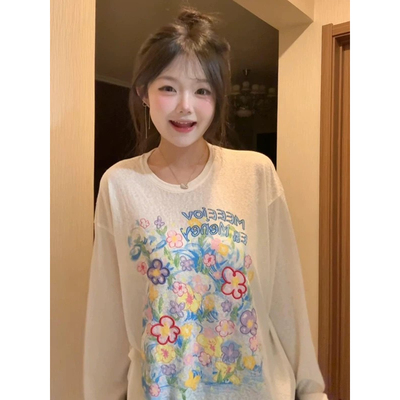慵懒风薄款防晒罩衫上衣女