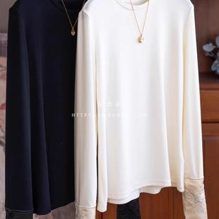 时尚 太有魅力啦 2025春秋新款 国风内搭打底衫 T恤上衣 白色新中式